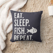 食べ.眠れ。魚。繰り返す。魚釣りおもしろいデコール クッション (ブランケット)