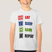 食べ，睡眠，ゲーム，リピート トライブレンドＴシャツ (正面)