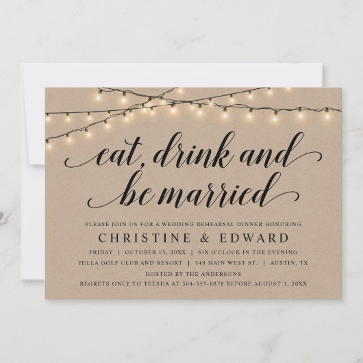 食べ,結婚した飲み結婚物,リハーサル,クラフト 招待状 (正面)