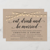 食べ,結婚した飲み結婚物,リハーサル,クラフト 招待状 (正面/裏面)