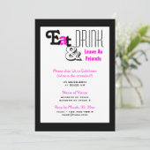 「食べ、飲み、友達として去る」ピンク ブラック 招待状 (スタンド正面)