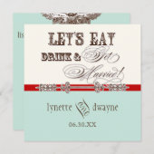 食べ, Drink n Getスクリプ結婚したト結婚式招待状 招待状 (正面/裏面)