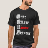 食べ SLEEPアニメリピートマンガJAPAN KANJI WEB VINT Tシャツ (正面)