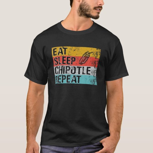 食べ Sleep Chiptole Repeat Chipotle おもしろいヴィンテージ Tシャツ (正面)
