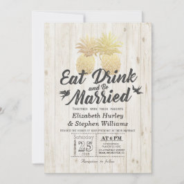 食べBeの結婚した金ゴールド結婚Pineappleカップル 招待状