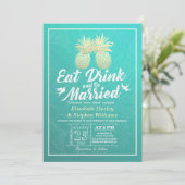 食べBeの結婚した金ゴールド結婚Pineappleカップル 招待状 (スタンド正面)