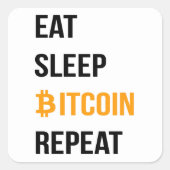 食べBitcoinリピートをスリープ スクエアシール (正面)