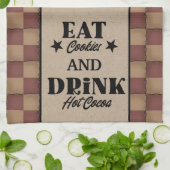 食べCookieとドリンク熱ココア – 初期のスタイル キッチンタオル (折り畳み)