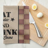 食べCookieとドリンク熱ココア – 初期のスタイル キッチンタオル (四つ折り)