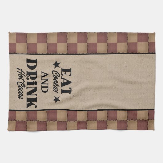 食べCookieとドリンク熱ココア – 初期のスタイル キッチンタオル (横)