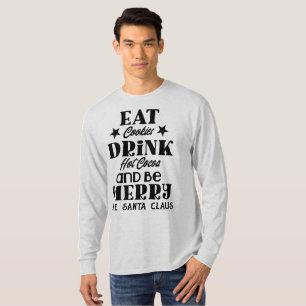 食べCookieドリンク熱ココアMens長袖 Tシャツ