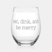 食べDinkとBeメリー Pickleball ステムなしワイングラス (正面)