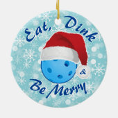 食べDink and be Merry Christmas Pickleball Santa セラミックオーナメント (裏面)
