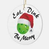 食べDink and be Merry Christmas Pickleball Santa セラミックオーナメント (左)