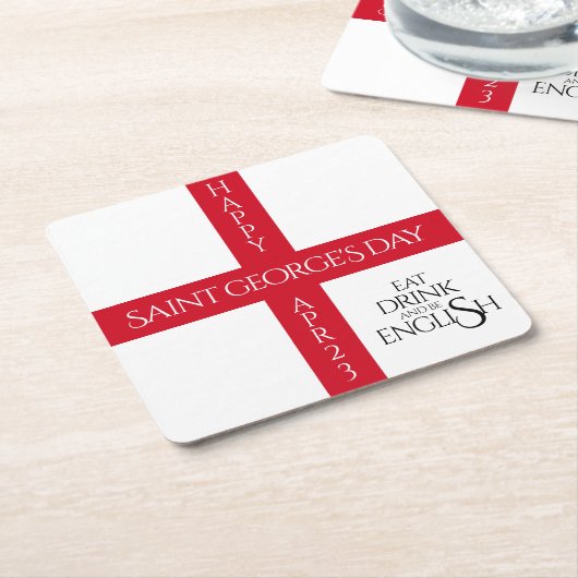 食べDrink and Be English St George's Cross Flag スクエアペーパーコースター (アングル)