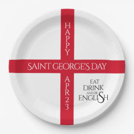 食べDrink and Be English St George's Cross Flag ペーパープレート