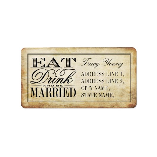 食べDrink & Be結婚した Vintage Wedding Labels ラベル (正面)
