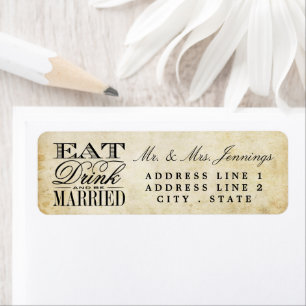 食べDrink & Be結婚した Vintage Wedding Labels ラベル