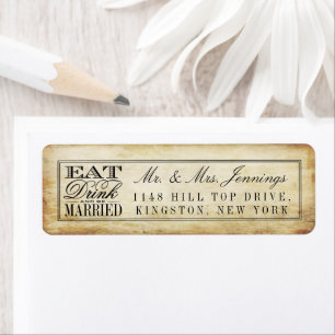 食べDrink & Be結婚した Vintage Wedding Labels ラベル