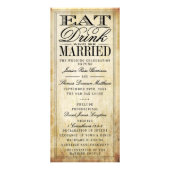 食べDrink & Be結婚した Vintage Wedding Program ラックカード (正面)