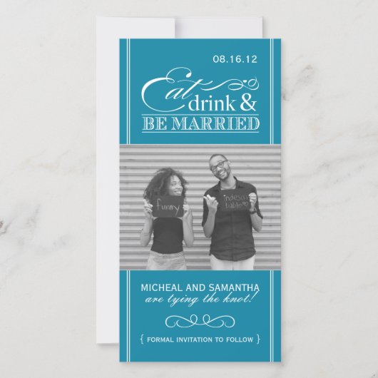 食べDrink & Be 結婚した Save the Date Photo Cards セーブザデート (正面)