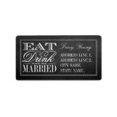 食べDrink & BeChalkboardウェディングラ結婚したベル ラベル (正面)