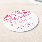 「食べDrink & Love」バレンタインデーブライダルシャワー ラウンドペーパーコースター (アングル)