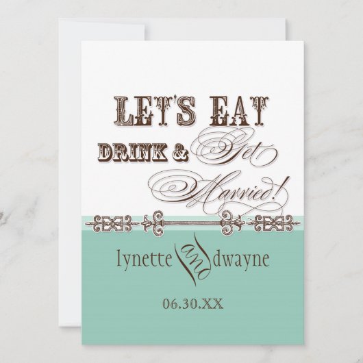 食べDrink n Getブライダル結婚した結婚式招待状 招待状 (正面)
