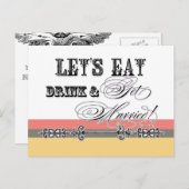 食べDrink n Get結婚した, Bridal Shower Invitation インビテーションポストカード (正面/裏面)