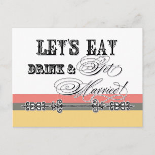 食べDrink n Get結婚した, Bridal Shower Invitation インビテーションポストカード