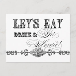 食べDrink n Get結婚した, Bridal Shower Invitation インビテーションポストカード