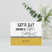 食べDrink n Get結婚した、RSVP応答はがき インビテーションポストカード (スタンド正面)