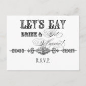 食べDrink n Get結婚した、RSVP応答はがき インビテーションポストカード (正面)