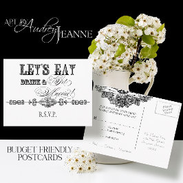 食べDrink n Get結婚した、RSVP応答はがき インビテーションポストカード