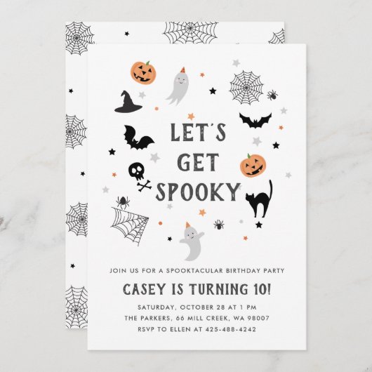 食べHalloween白 招待状 (正面/裏面)