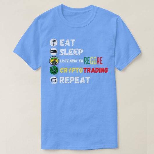 食べLeepのCrypto Trading Repeaのレゲエ Tシャツ (デザイン正面)