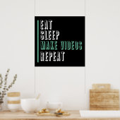 食べMake Videos Repeat - やる気を起こさせる ポスター (キッチン)