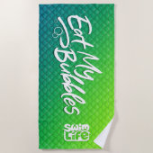 "食べMy Bubbles" Swim Life Green/ティール（緑がかった色）はかりで測 ビーチタオル (正面)
