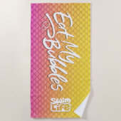 "食べMy Bubbles" Swim Life Yellow/Pink はかりで測 ビーチタオル (正面)