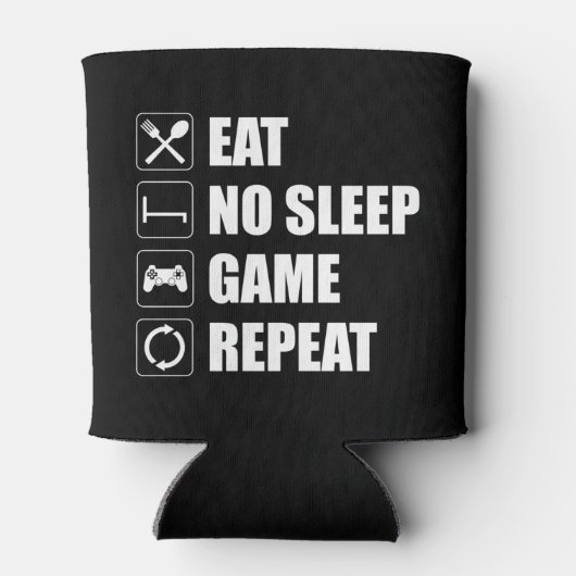 食べNo Sleep, Game, Repeat - おもしろい Video Gamer 缶クーラー (裏面)
