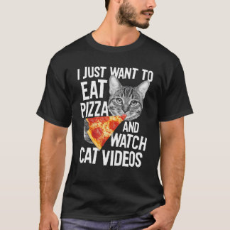 食べPizza Watch Cat Videos おもしろい Food Graphic T S Tシャツ