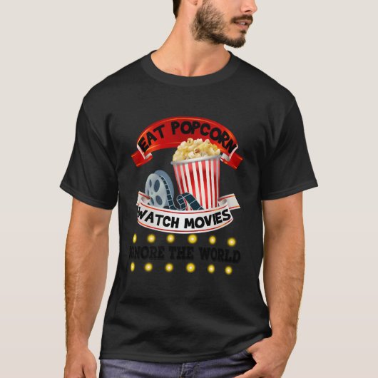 食べPopcorn Watch Movies Ignore The World おもしろい Ci Tシャツ (正面)