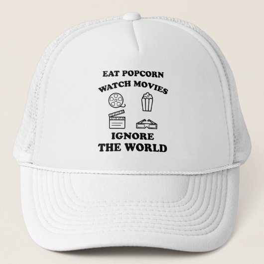 食べPopcorn Watch Movies Ignore The World Gift キャップ (正面)