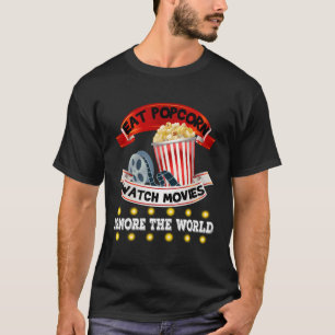 食べPopcorn Watch Movies Ignore The World Tシャツ