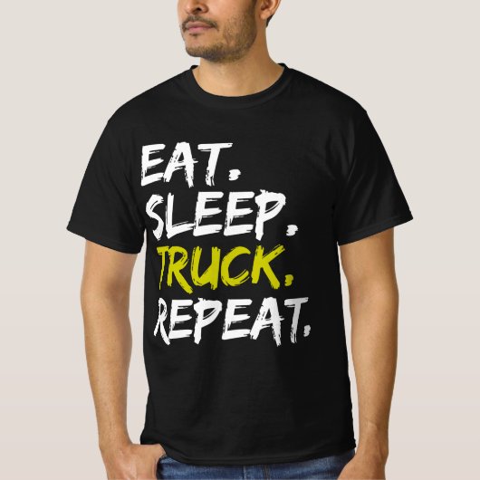 食べRepeat Trucker運転士おもしろい Tシャツ (正面)