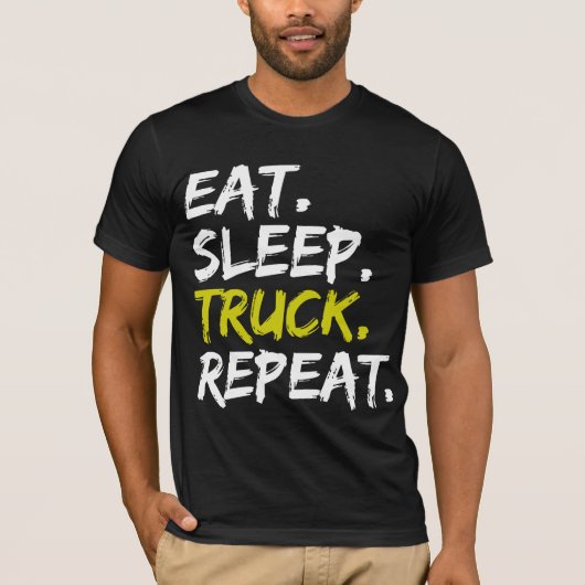 食べRepeat Trucker運転士おもしろい Tシャツ (正面)