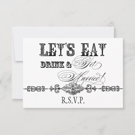 食べRSVP応答カーフォーマルドを受け取結婚したる 出欠カード (正面)