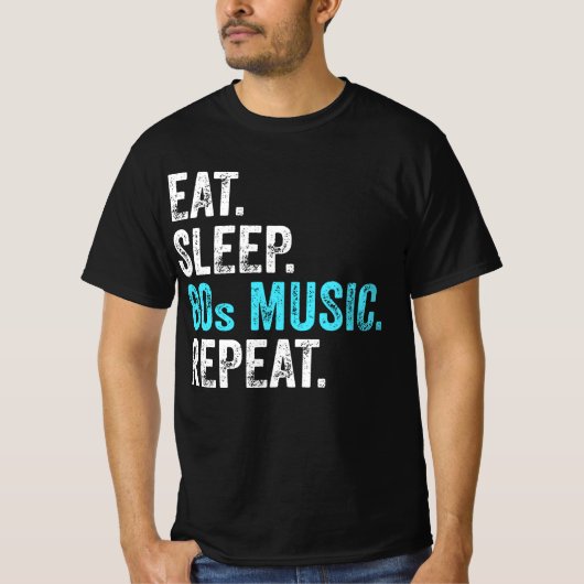 食べSleep 80s Music Repeat T-Shirt Tシャツ (正面)