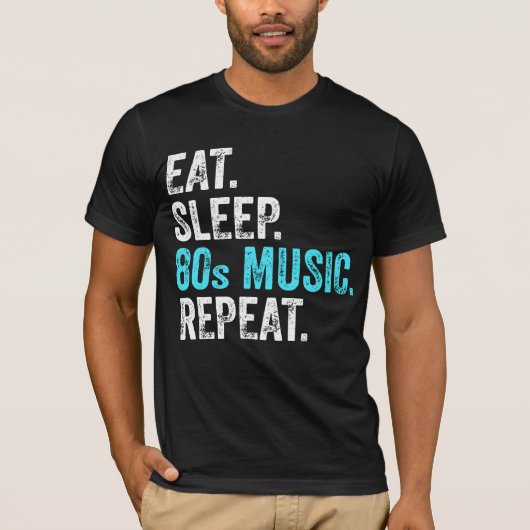 食べSleep 80s Music Repeat T-Shirt Tシャツ (正面)