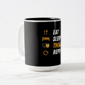 食べSleep Actor Repeatのミュージカル図 ツートーンマグカップ (正面左)